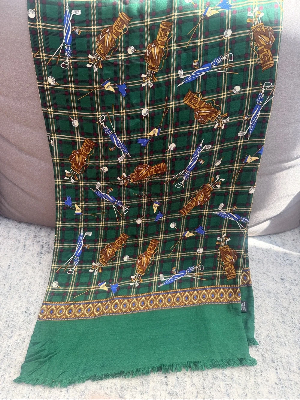 Mens Silk Scarf Golf Preppy made in Italy